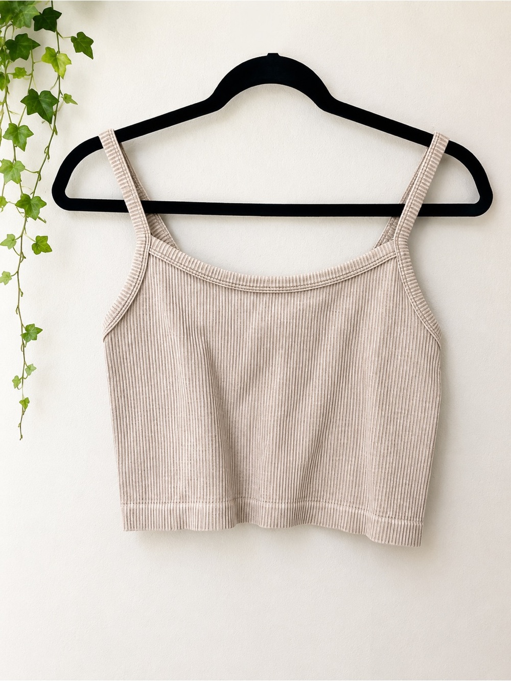 Forever 21 Tan Ribbed Crop Cami Tank M/L